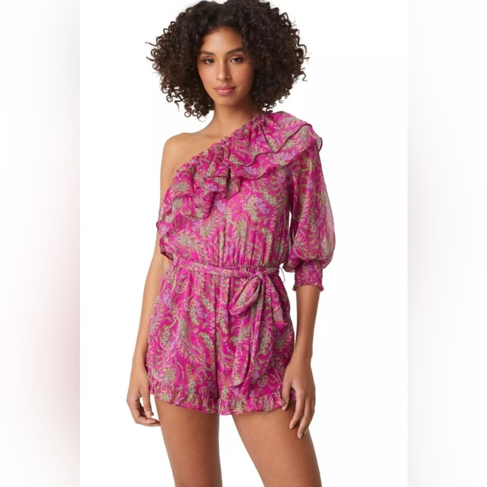 MISA Los Angeles Vala Romper Fuchsia Paisley Size S NWT​